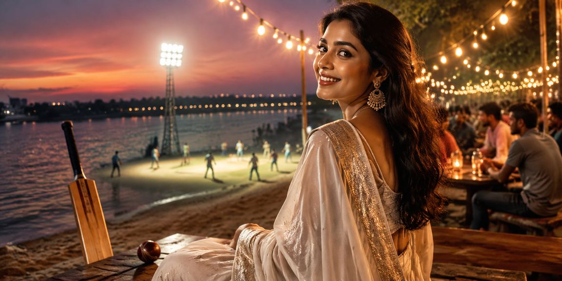 খুলনায় শাড়ি পরিহিত নারীর পাশে ক্রিকেট বেটিং স্ক্রিন